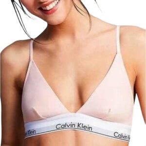 Calvin Klein Icon Ballet Pink Logo Triangle Bralette Size Medium